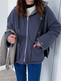 Warm Oversized Women's Jacket with Hood - Freya Fleece Parka-Blue-S-State of Style