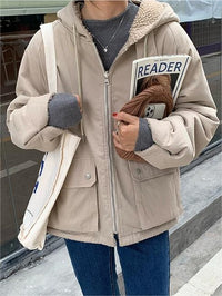 Warm Oversized Women's Jacket with Hood - Freya Fleece Parka-Blue-S-State of Style