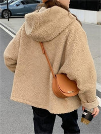 Warm Oversized Women's Jacket with Hood - Freya Fleece Parka-Blue-S-State of Style