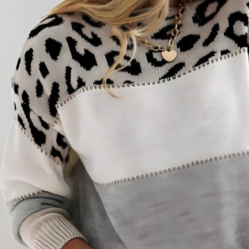 Warm Panther Print Women's Sweater - Sienna-Grey-S-State of Style