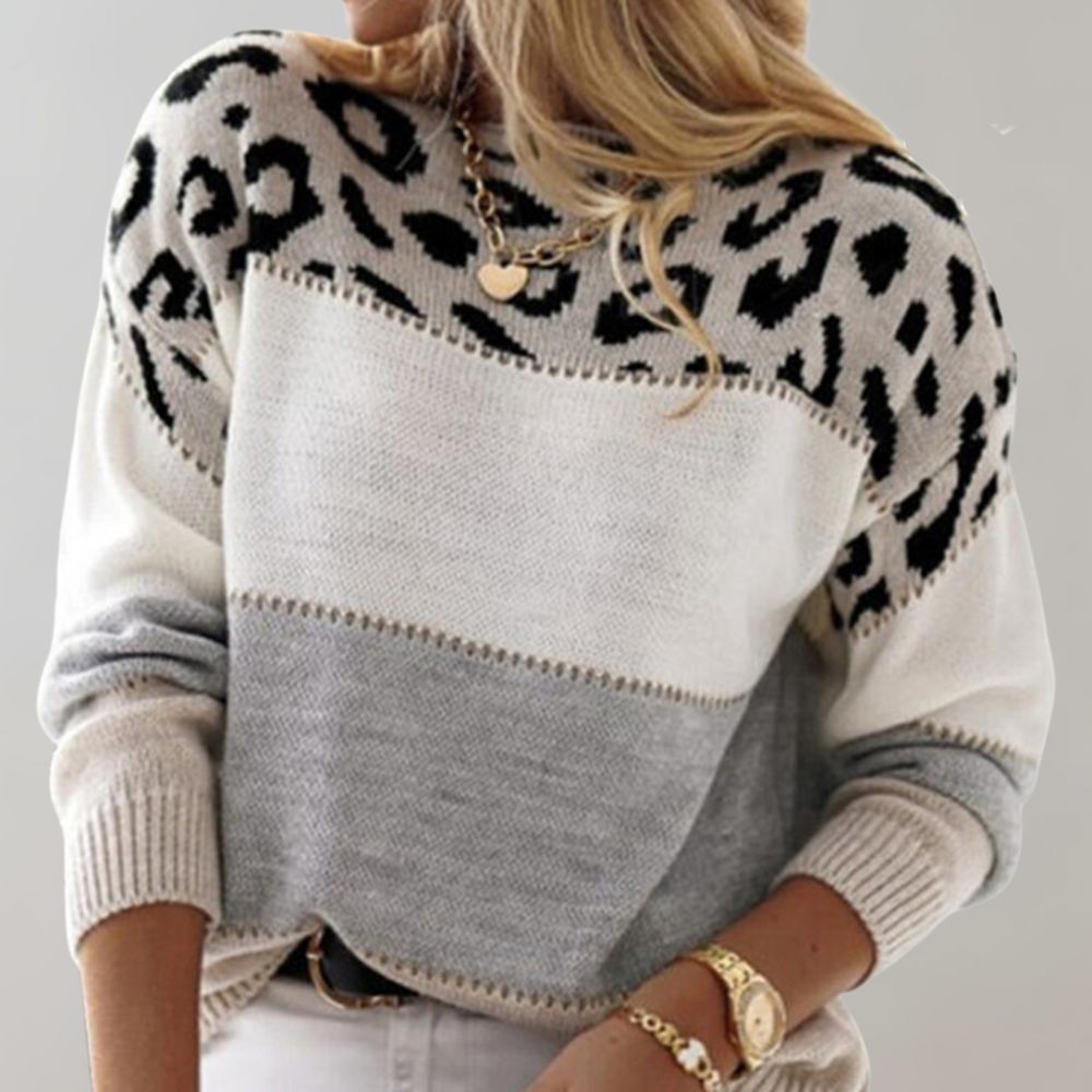 Warm Panther Print Women's Sweater - Sienna-Grey-S-State of Style