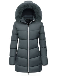 Warm Puffy Jacket with Stylish Details – Evelyne-Dark Grey-S-State of Style