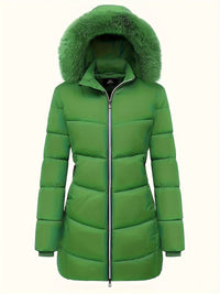 Warm Puffy Jacket with Stylish Details – Evelyne-Green-S-State of Style