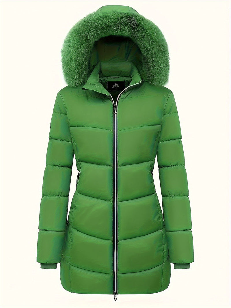 Warm Puffy Jacket with Stylish Details – Evelyne-Green-S-State of Style