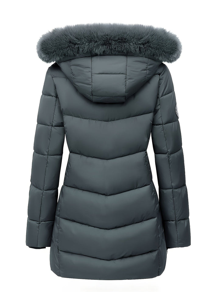 Warm Puffy Jacket with Stylish Details – Evelyne-Navy Blue-S-State of Style