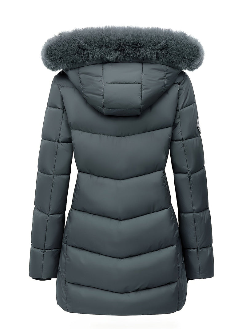 Warm Puffy Jacket with Stylish Details – Evelyne-Navy Blue-S-State of Style