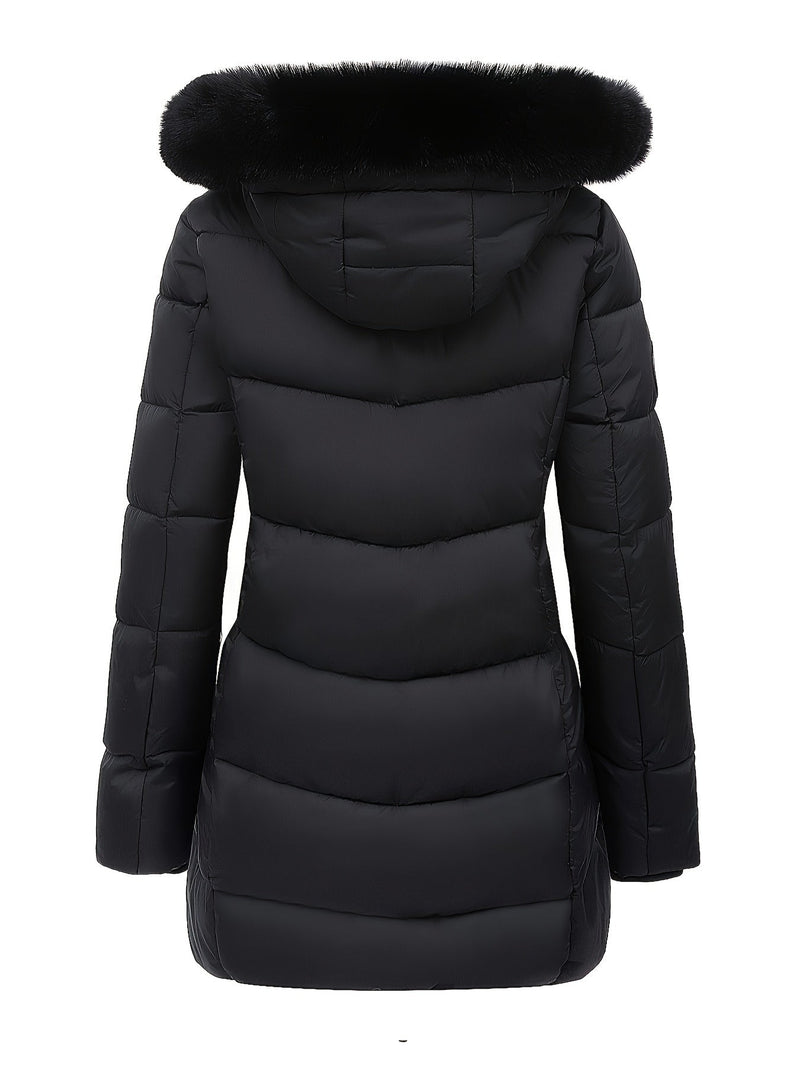 Warm Puffy Jacket with Stylish Details – Evelyne-Navy Blue-S-State of Style