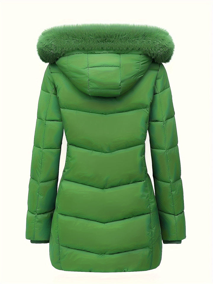 Warm Puffy Jacket with Stylish Details – Evelyne-Navy Blue-S-State of Style