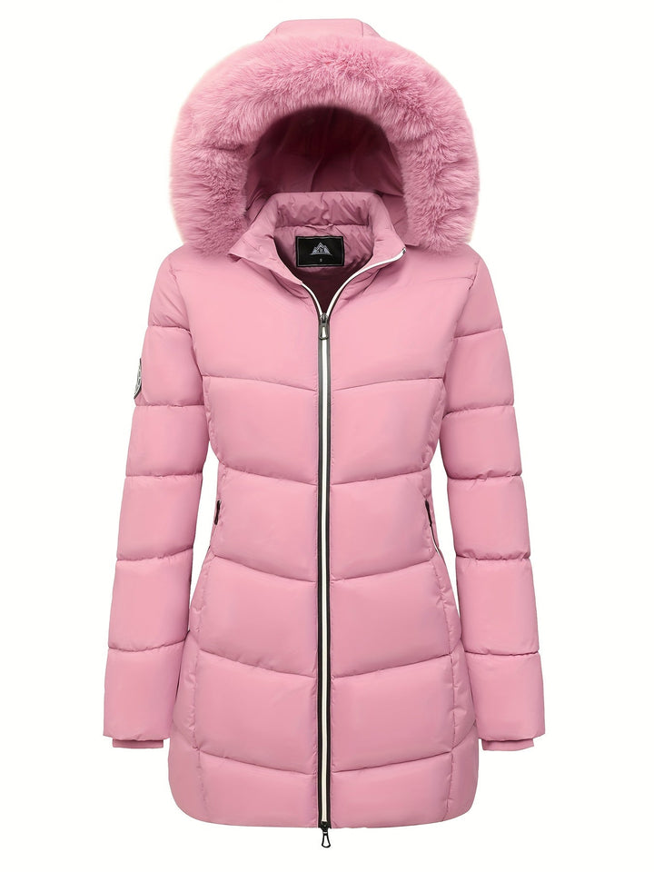 Warm Puffy Jacket with Stylish Details – Evelyne-Pink-S-State of Style