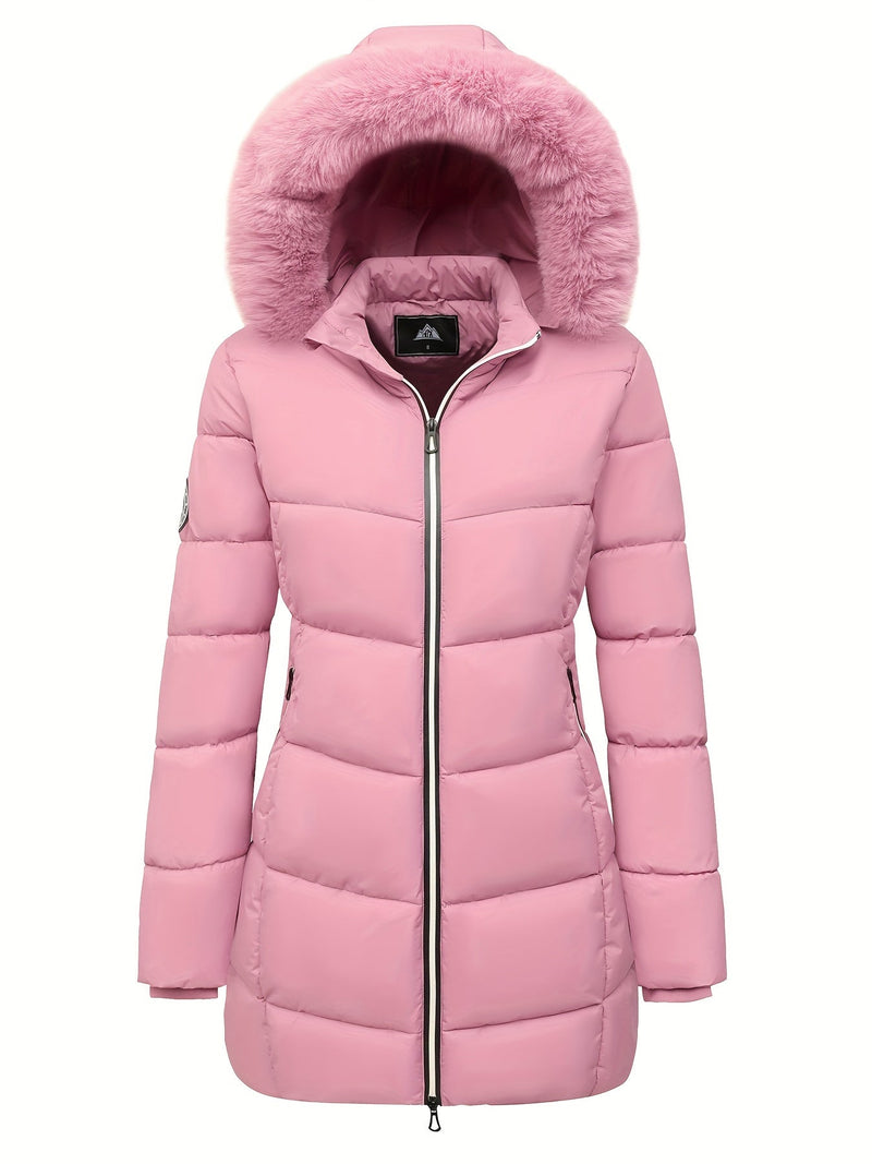 Warm Puffy Jacket with Stylish Details – Evelyne-Pink-S-State of Style