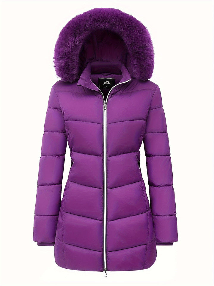 Warm Puffy Jacket with Stylish Details – Evelyne-Purple-S-State of Style
