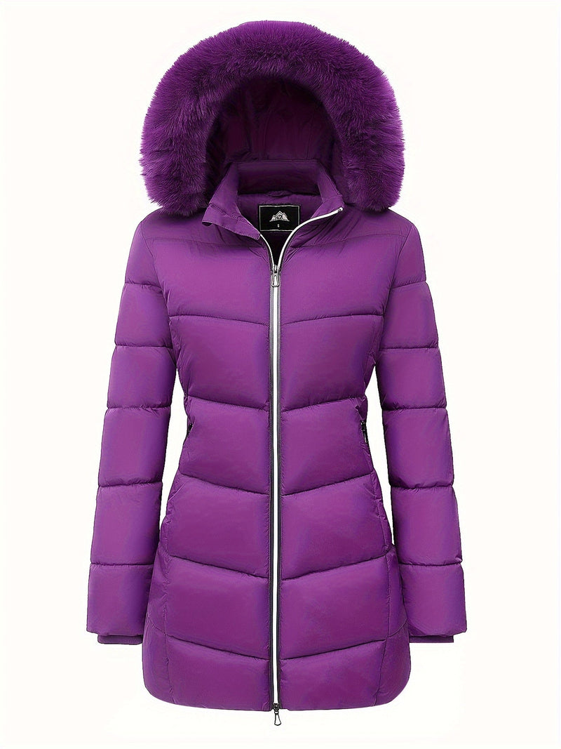 Warm Puffy Jacket with Stylish Details – Evelyne-Purple-S-State of Style