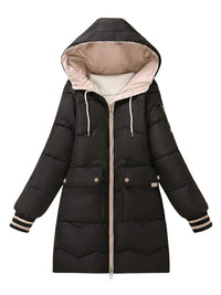 Warm Quilted Hoodie Jacket with Zip - Valencia-Black-S-State of Style