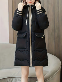 Warm Quilted Hoodie Jacket with Zip - Valencia-Red-S-State of Style