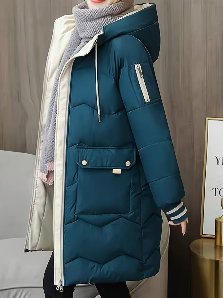 Warm Quilted Hoodie Jacket with Zip - Valencia-Red-S-State of Style