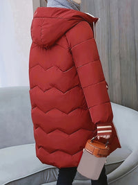 Warm Quilted Hoodie Jacket with Zip - Valencia-Red-S-State of Style