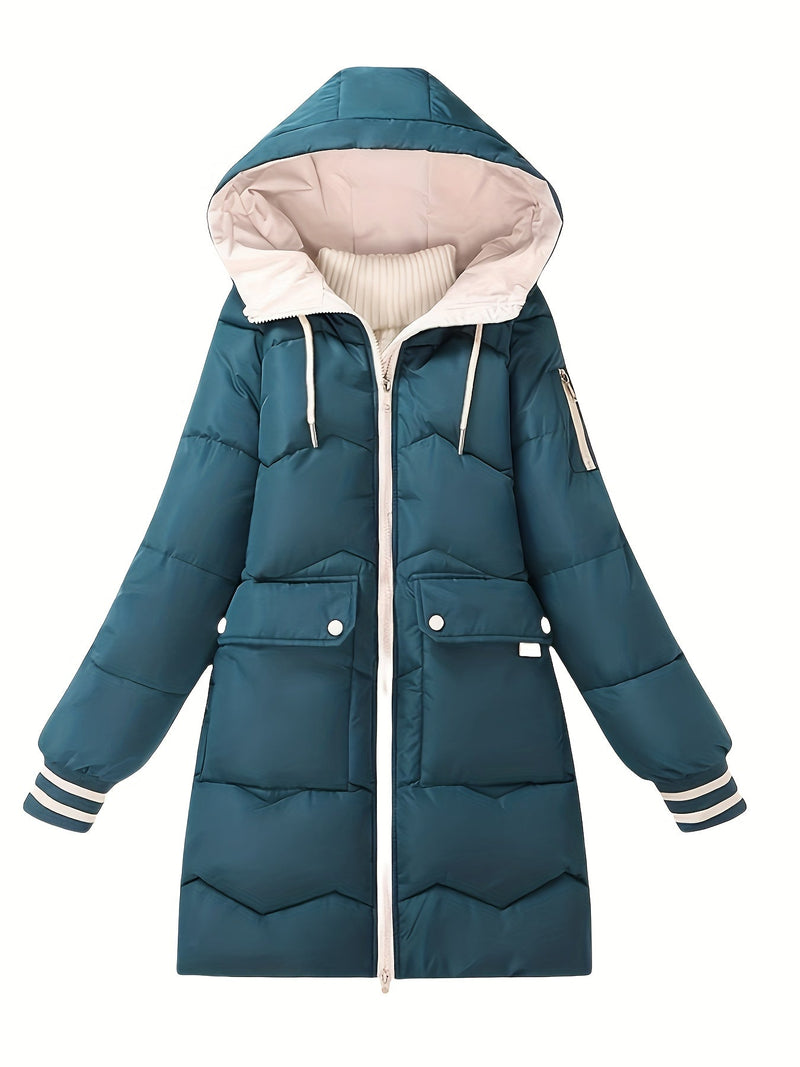 Warm Quilted Hoodie Jacket with Zip - Valencia-Red-S-State of Style