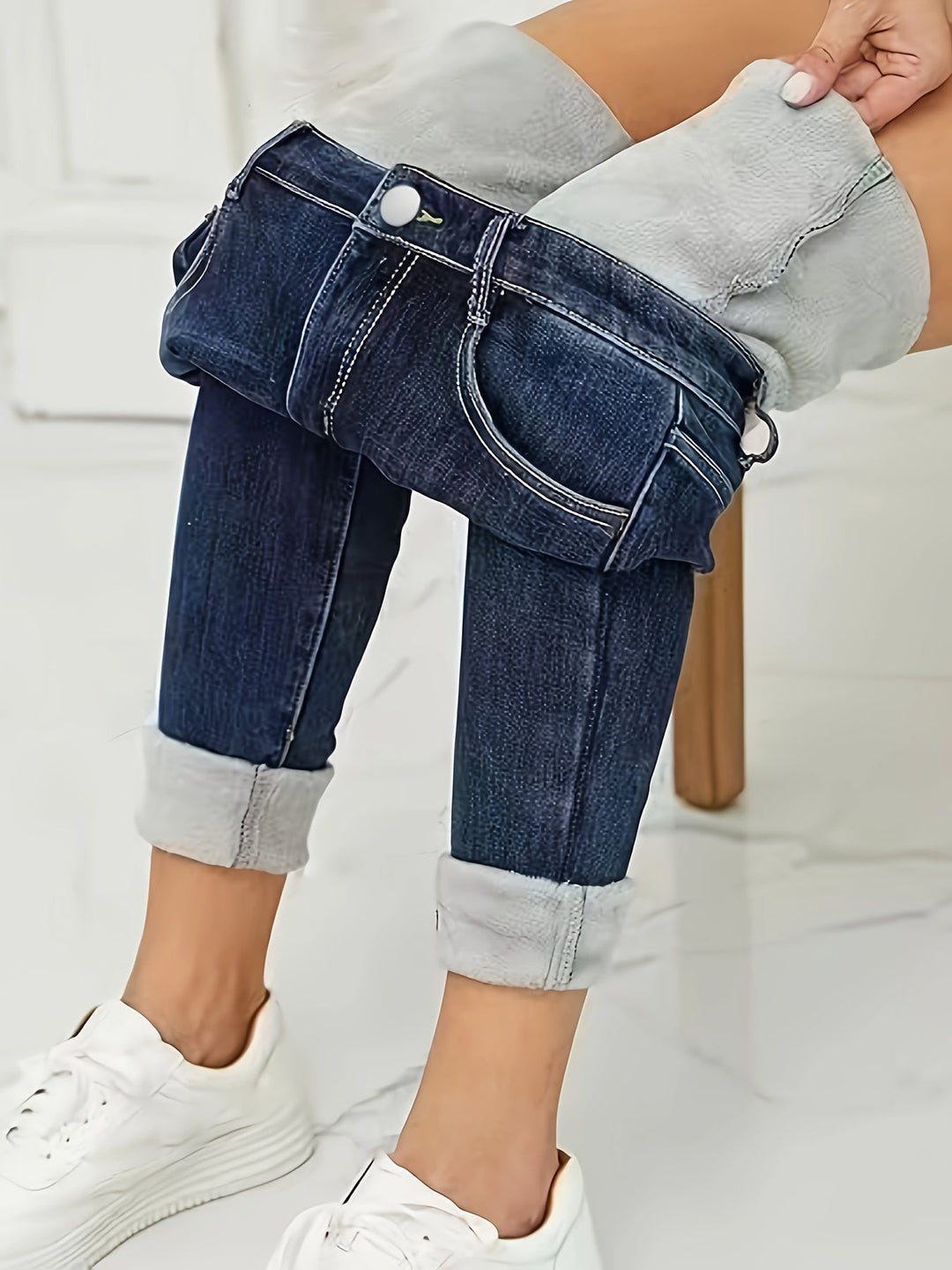 Warm Skinny Jeans with Lining - Selvia-S-State of Style