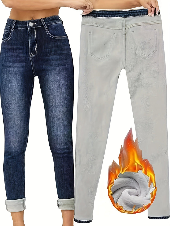 Warm Skinny Jeans with Lining - Selvia-S-State of Style