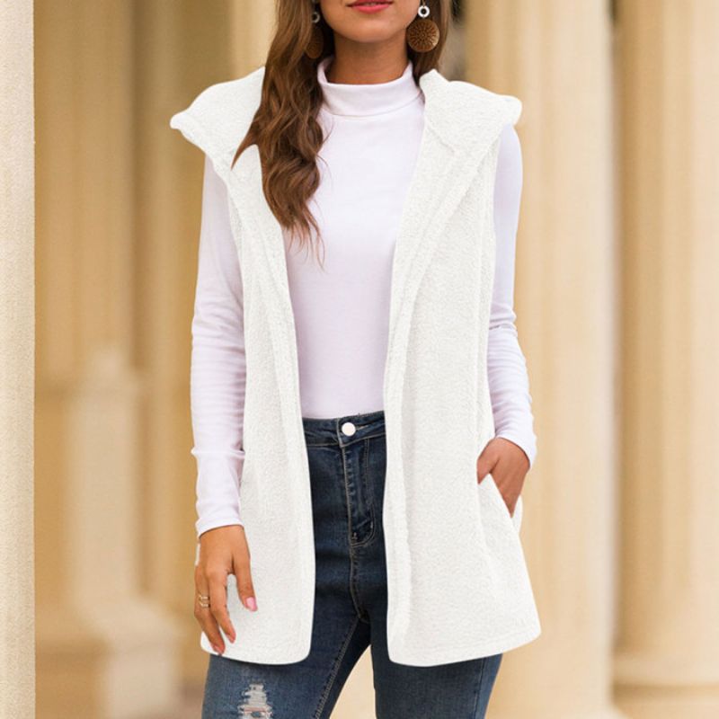 Warm Sleeveless Fleece Jacket | Comfortable & Versatile-White-S-State of Style