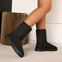 Warm Slip-On Boots with Fleece Lining - Aria-Black-5-State of Style