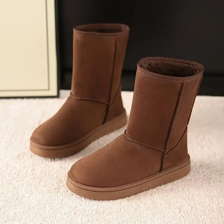 Warm Slip-On Boots with Fleece Lining - Aria-Dark Brown-5-State of Style