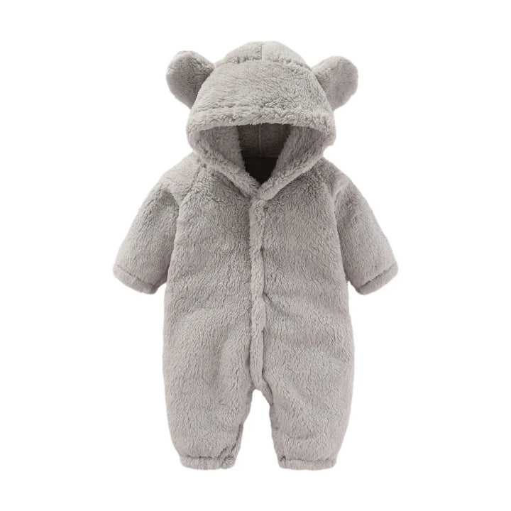 Warm Teddy Onesie with Ears – Ultimate Fleece Comfort for Kids-Gray-0-3 months (59cm)-State of Style
