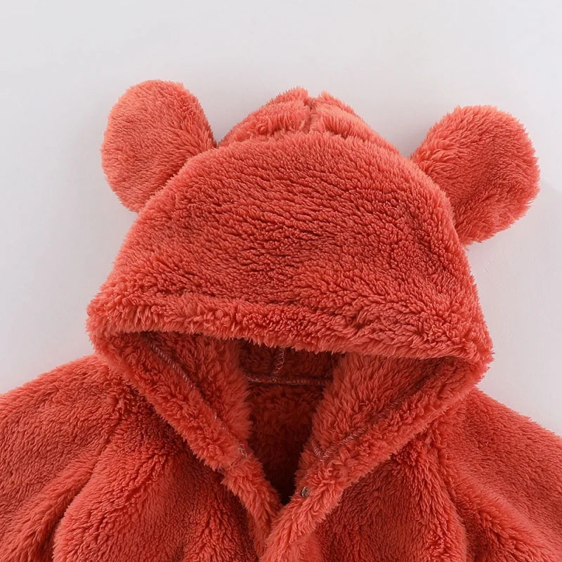 Warm Teddy Onesie with Ears – Ultimate Fleece Comfort for Kids-Red-0-3 months (59cm)-State of Style