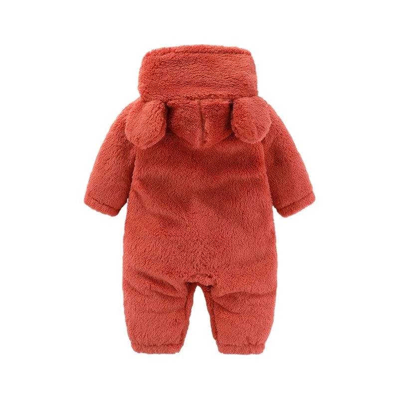 Warm Teddy Onesie with Ears – Ultimate Fleece Comfort for Kids-Red-0-3 months (59cm)-State of Style
