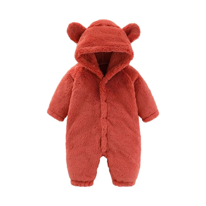 Warm Teddy Onesie with Ears – Ultimate Fleece Comfort for Kids-Red-0-3 months (59cm)-State of Style