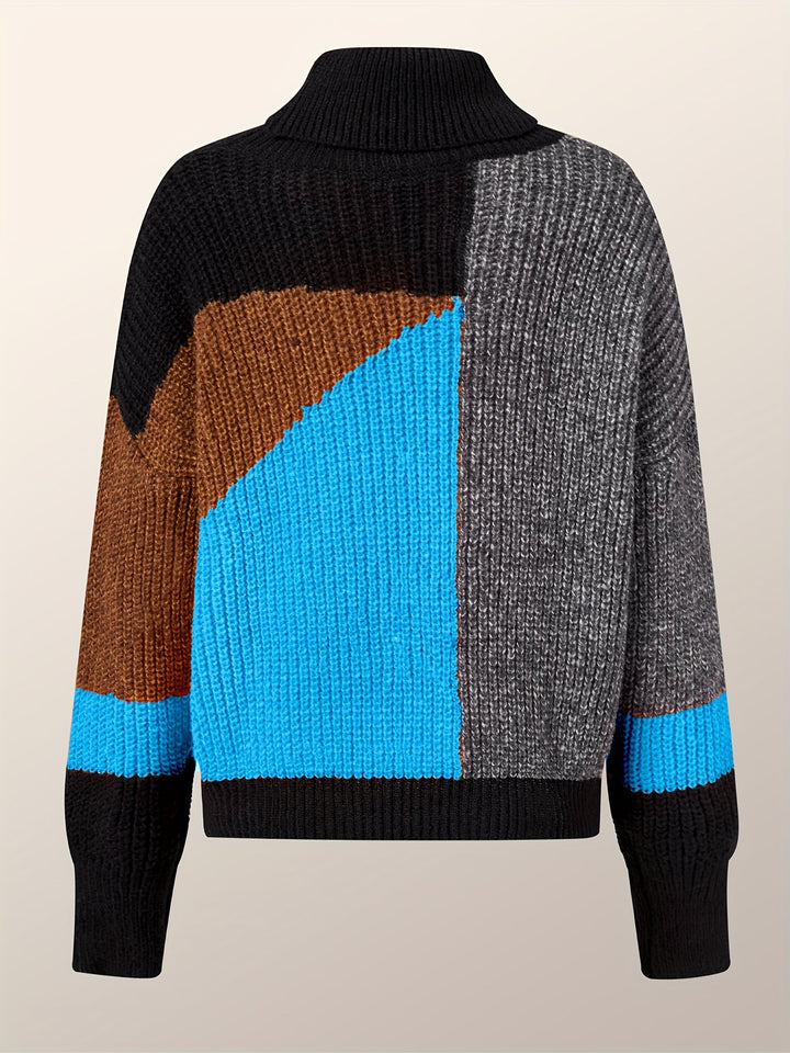 Warm Turtleneck Sweater - Lorena-Blue-S-State of Style