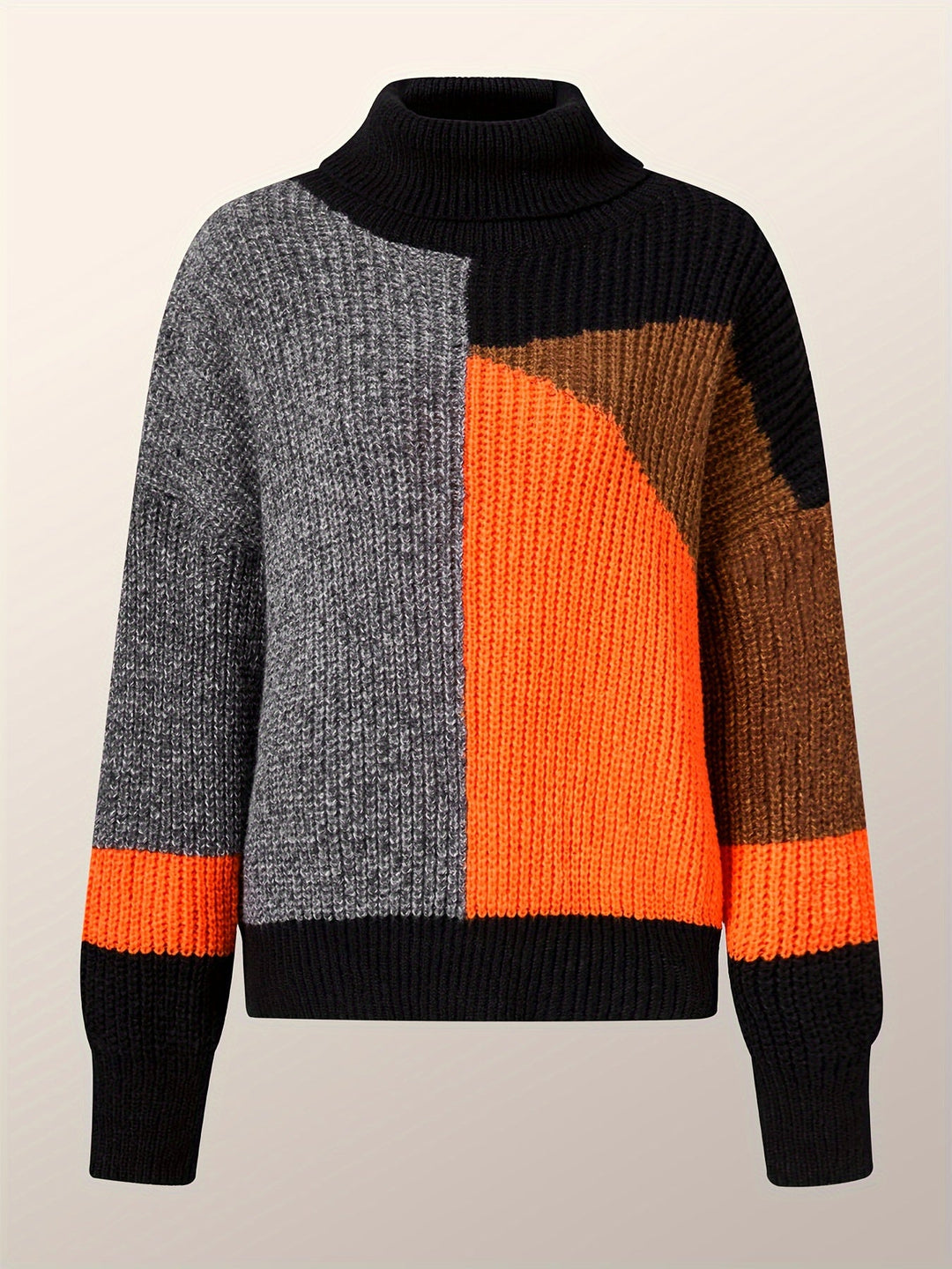Warm Turtleneck Sweater - Lorena-Orange-S-State of Style