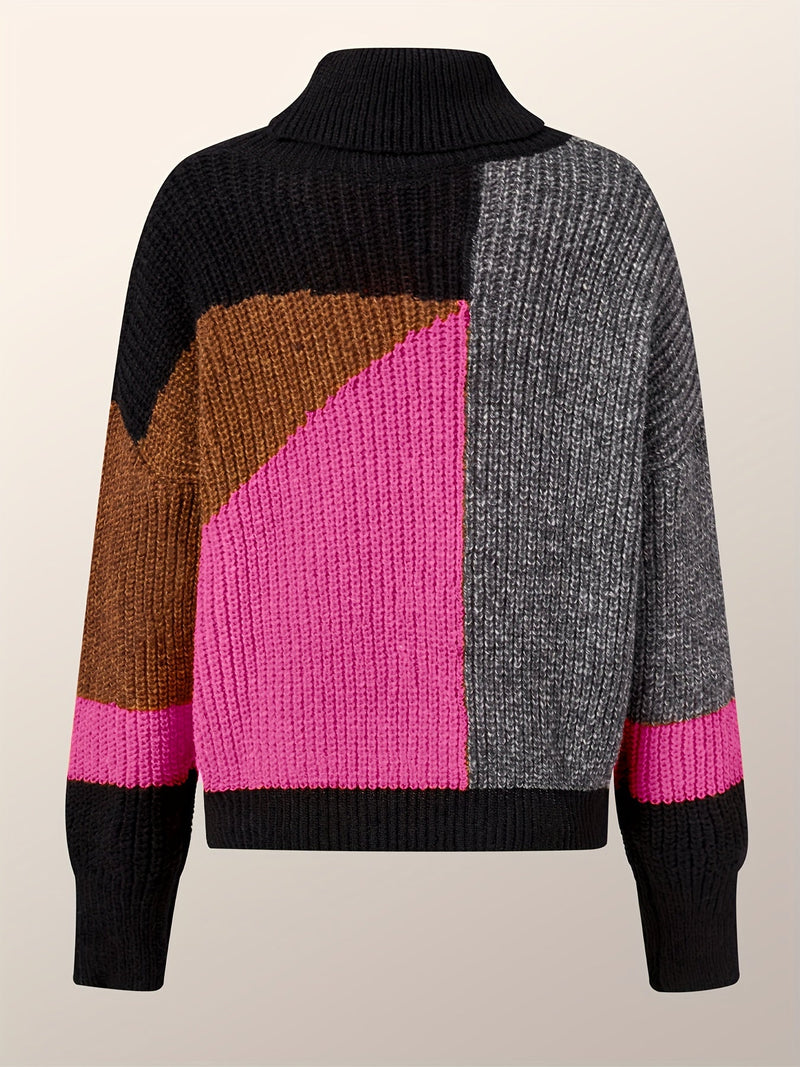 Warm Turtleneck Sweater - Lorena-Pink-S-State of Style