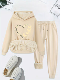 Warm Two-Piece Women's Set with Heart Print - Bella-Apricot-S-State of Style