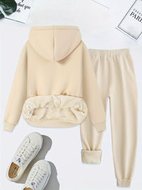 Warm Two-Piece Women's Set with Heart Print - Bella-Light Gray-S-State of Style