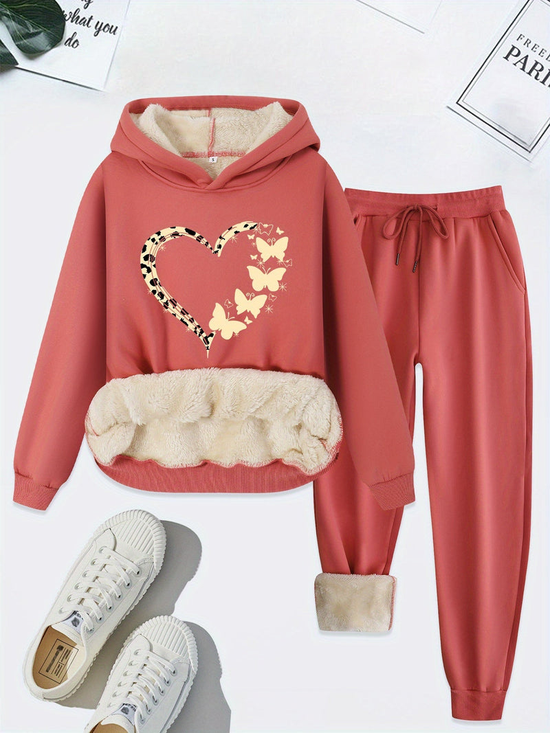 Warm Two-Piece Women's Set with Heart Print - Bella-Pink-S-State of Style