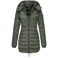 Warm Women's Down Jacket with Hood - Olivia-Green-S-State of Style