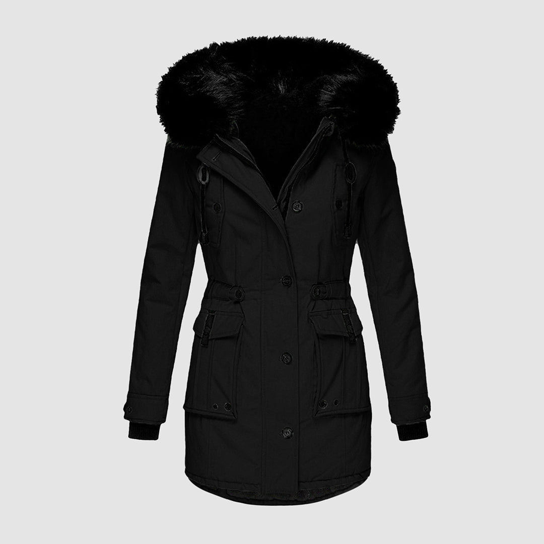 Warm Women's Winter Coat - Valeria-Black-S-State of Style