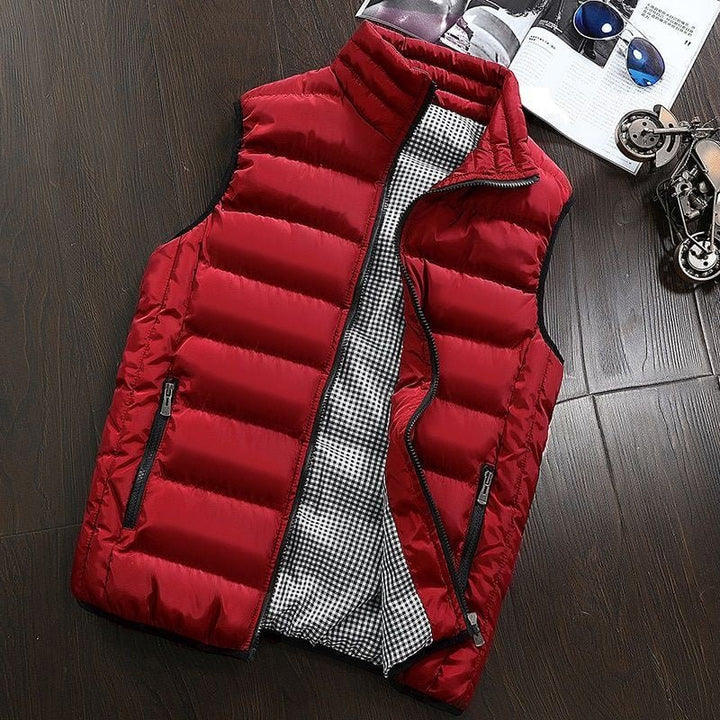 Water-repellent & Padded Men's Gilet with Stand-up Collar - Henrik-Dark red-S-State of Style