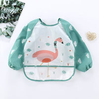 Waterproof Baby Bib Apron with Long Sleeves-Flamingo-0-3 Years Old-State of Style