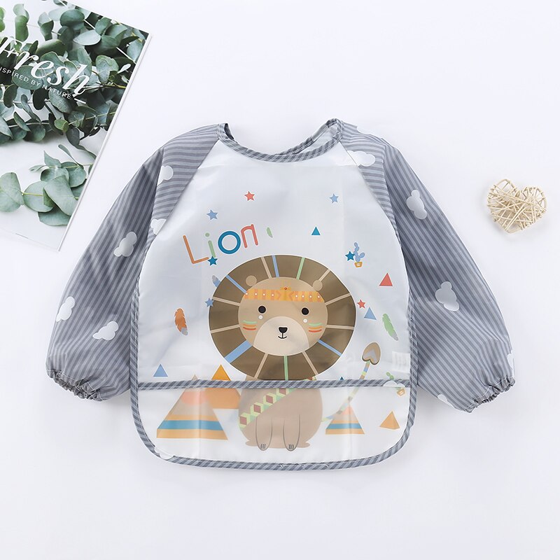 Waterproof Baby Bib Apron with Long Sleeves-Lion-0-3 Years Old-State of Style