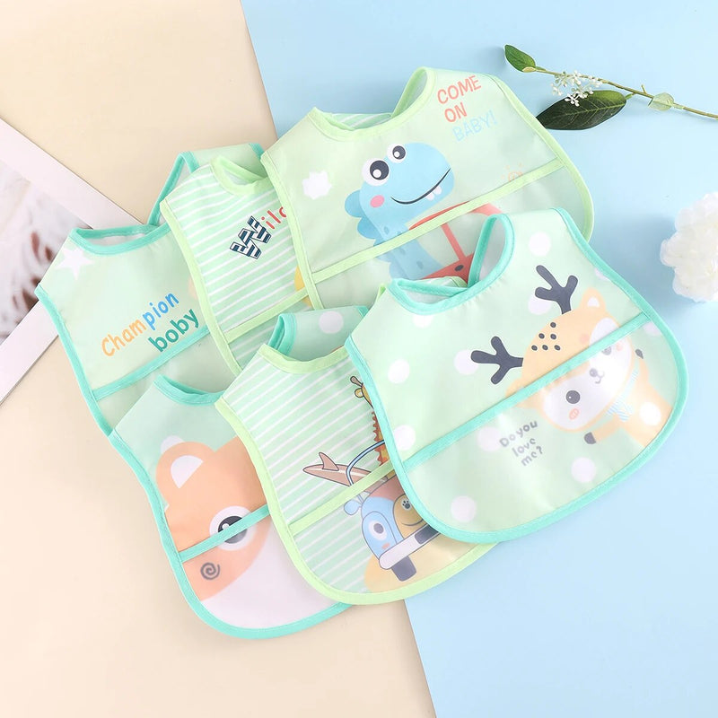 Waterproof Baby Bibs – Adjustable 5 Pieces-Green - random 5 pieces-State of Style