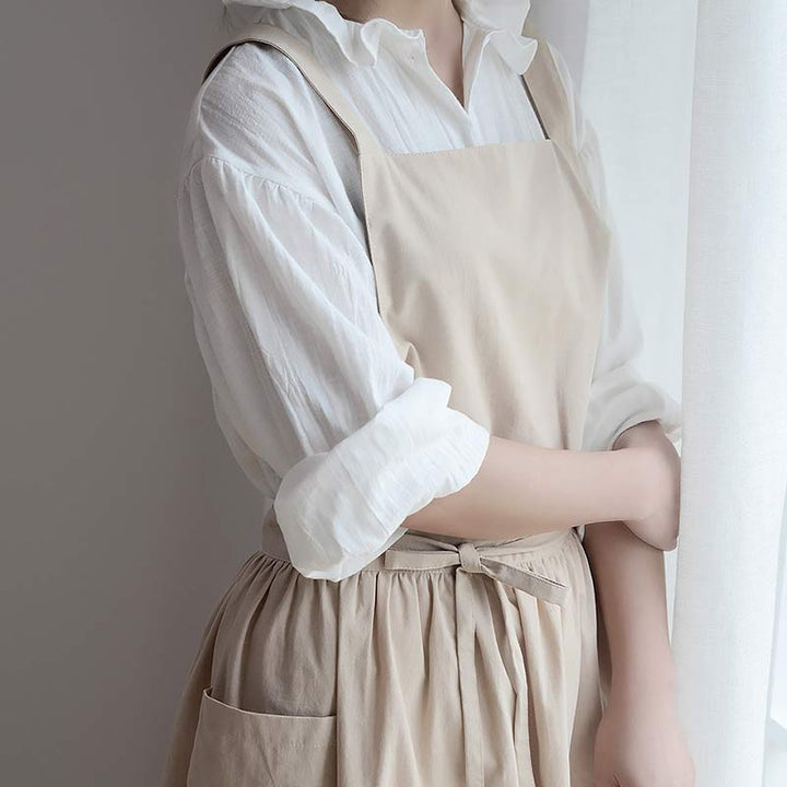 Waterproof Cotton Apron with Handy Pockets - ChefMate-Beige-State of Style