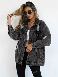 Waterproof & Lined Oversized Women's Denim Jacket with Hood – Talia-Blue-S-State of Style