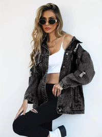 Waterproof & Lined Oversized Women's Denim Jacket with Hood – Talia-Blue-S-State of Style