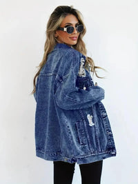 Waterproof & Lined Oversized Women's Denim Jacket with Hood – Talia-Blue-S-State of Style