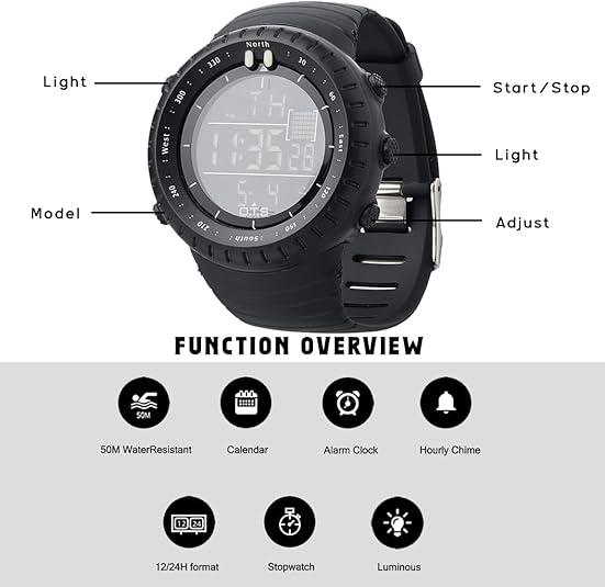 Waterproof Men's Digital Sports Watch - Henry-Black-State of Style