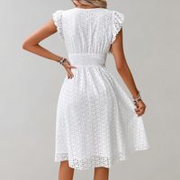 White Summer Dress with Ruffled Sleeves - Lina-S-State of Style