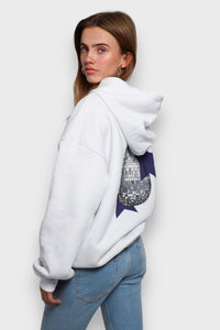 White Women's Hoodie with Disco Ball Print - BellaShine-S-State of Style