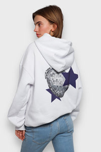 White Women's Hoodie with Disco Ball Print - BellaShine-S-State of Style